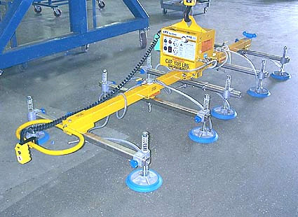 ANVER Ten Pad Electric Powered Vacuum Lifter for Lifting Steel Sheet 10 ft x 4 ft (3.0 m x 1.2 m) weighing up to 1000 lb (454 kg)
